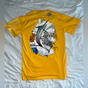 Guy Harvey Men Fish and Boat Orange T-Shirt